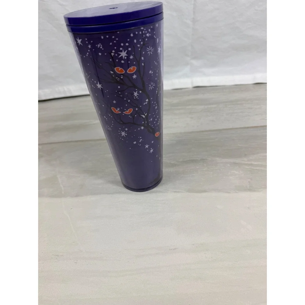 Starbucks Halloween Purple Spooky Tree Eyes Cold Cup Tumbler 24oz 011136329